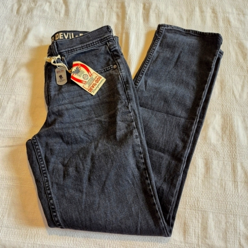 Devil Dog Dungarees men's 30 x 32 Newland charcoal slim straight jeans NWT